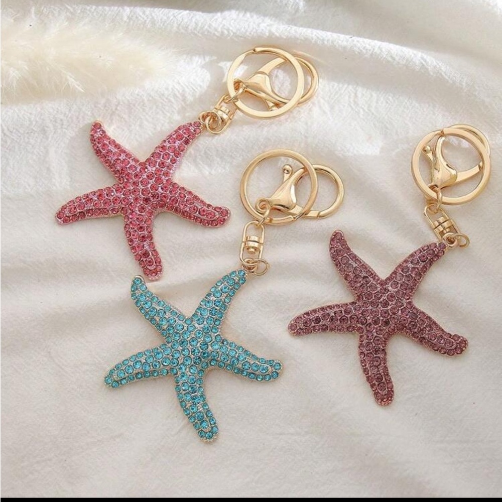 NEW Starfish Charm Keychain/bag charm choose  Pink, Blue, Purple